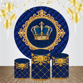 königlich Blau Gold Krone Runden Geburtstag Hintergrund Bausatz